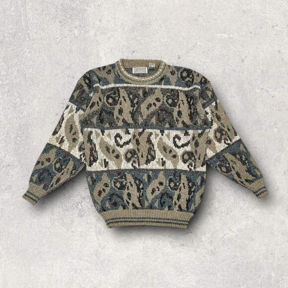 ★ Vintage (90’s) Abstract Patterned Cozy Knit “Grandpa” Sweater by Method ★ - Picture 7 of 7